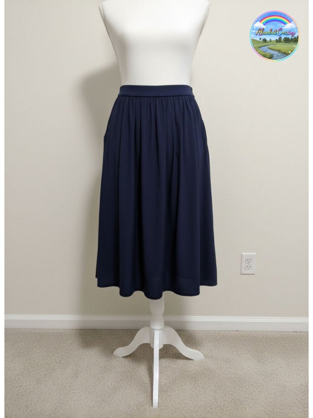 Pleated A-Line Skirt Below Knee Length High Waist Chiffon